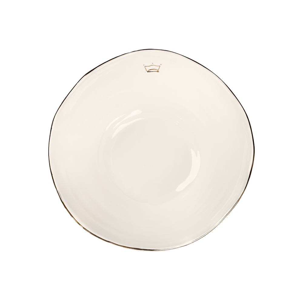 Gold Rim Serving Bowl with Crown