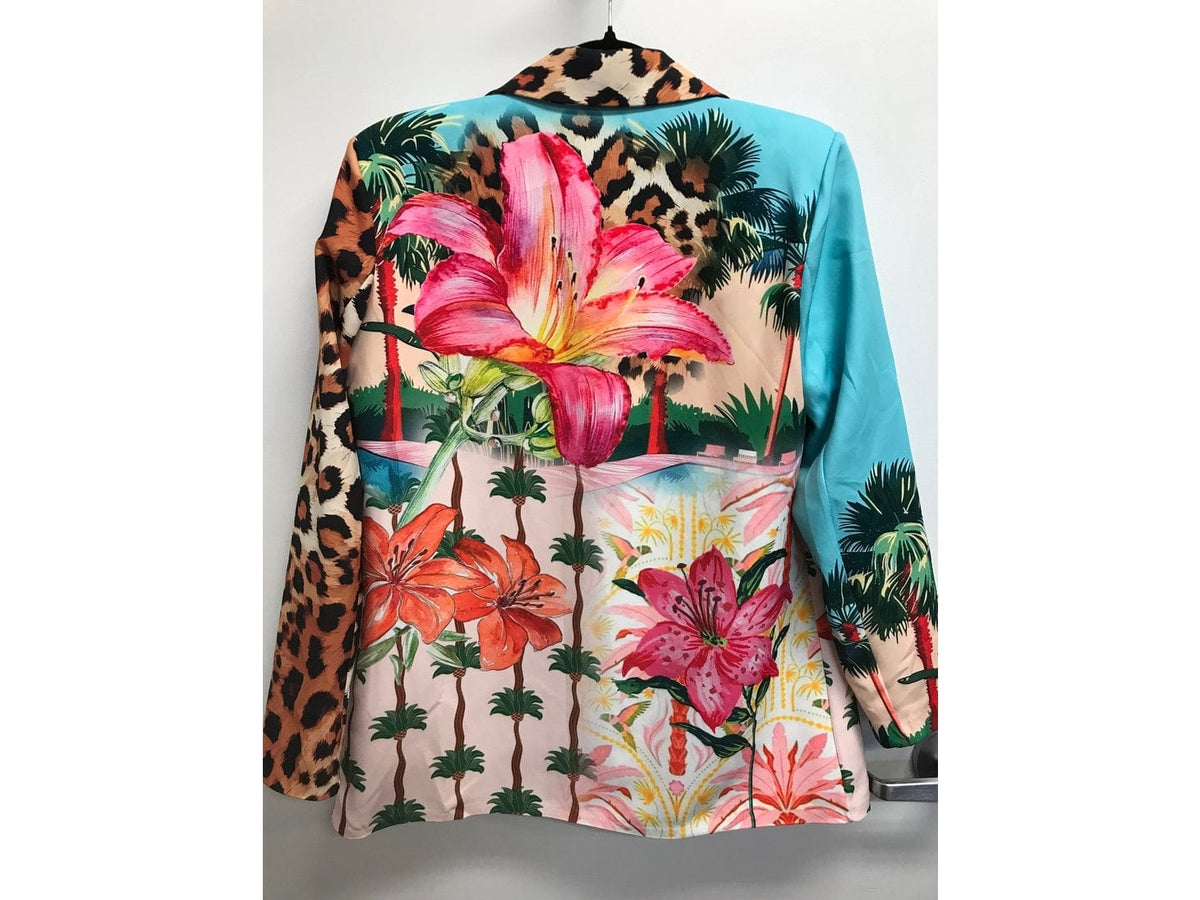 Loowie Italian Multi Floral Leopard Print Blazer - Little Miss Muffin Children & Home