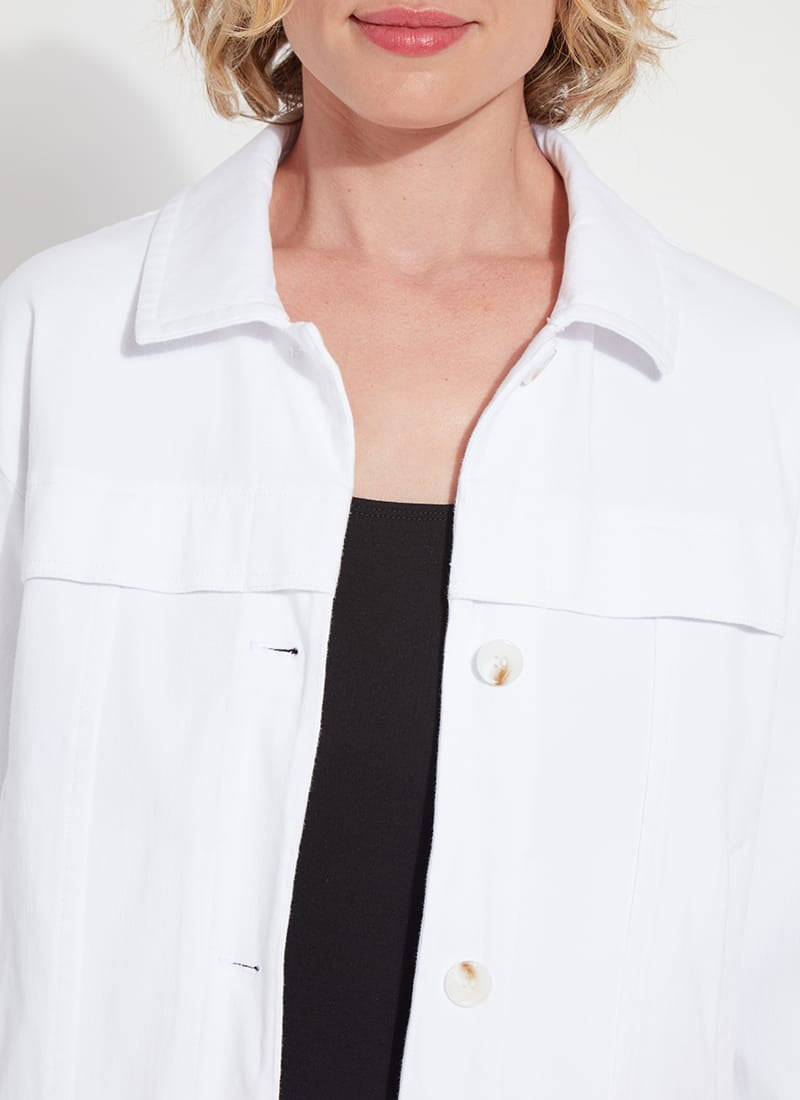 Remi 3/4 Sleeve Denim Jacket in White