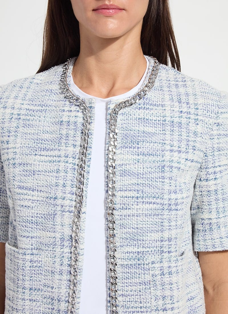 Lily Summer Tweed Jacket in Azzurro Tweed