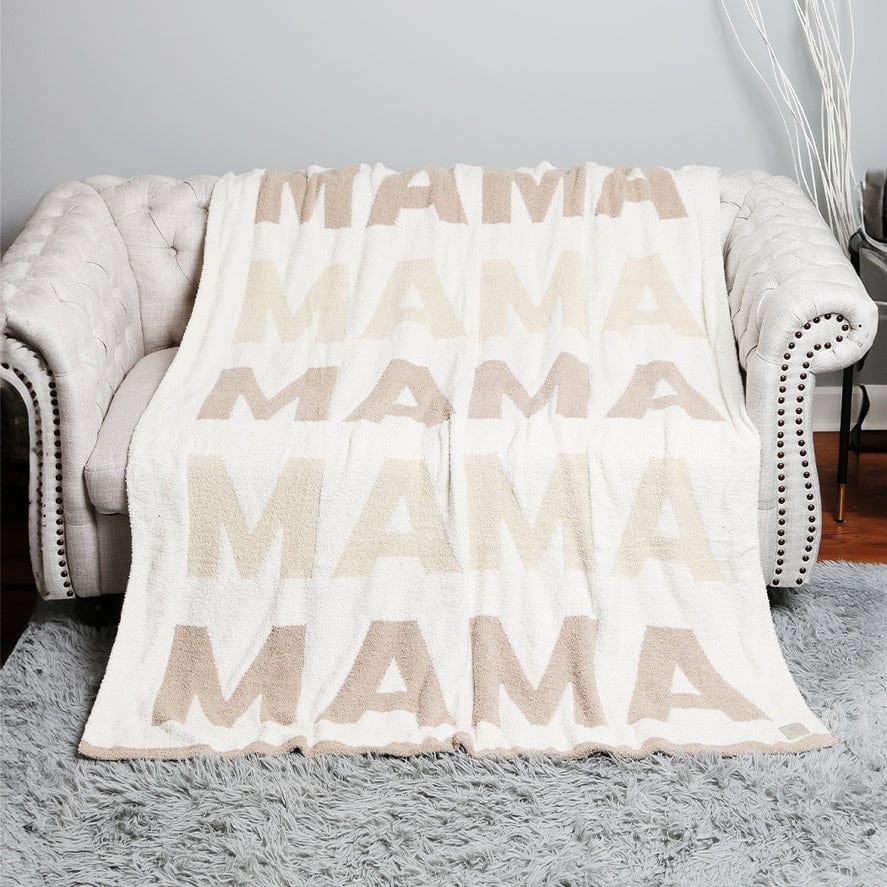 Fashion City MAMA Repeating Text Print Soft Throw Blanket - Little Miss Muffin Children & Home