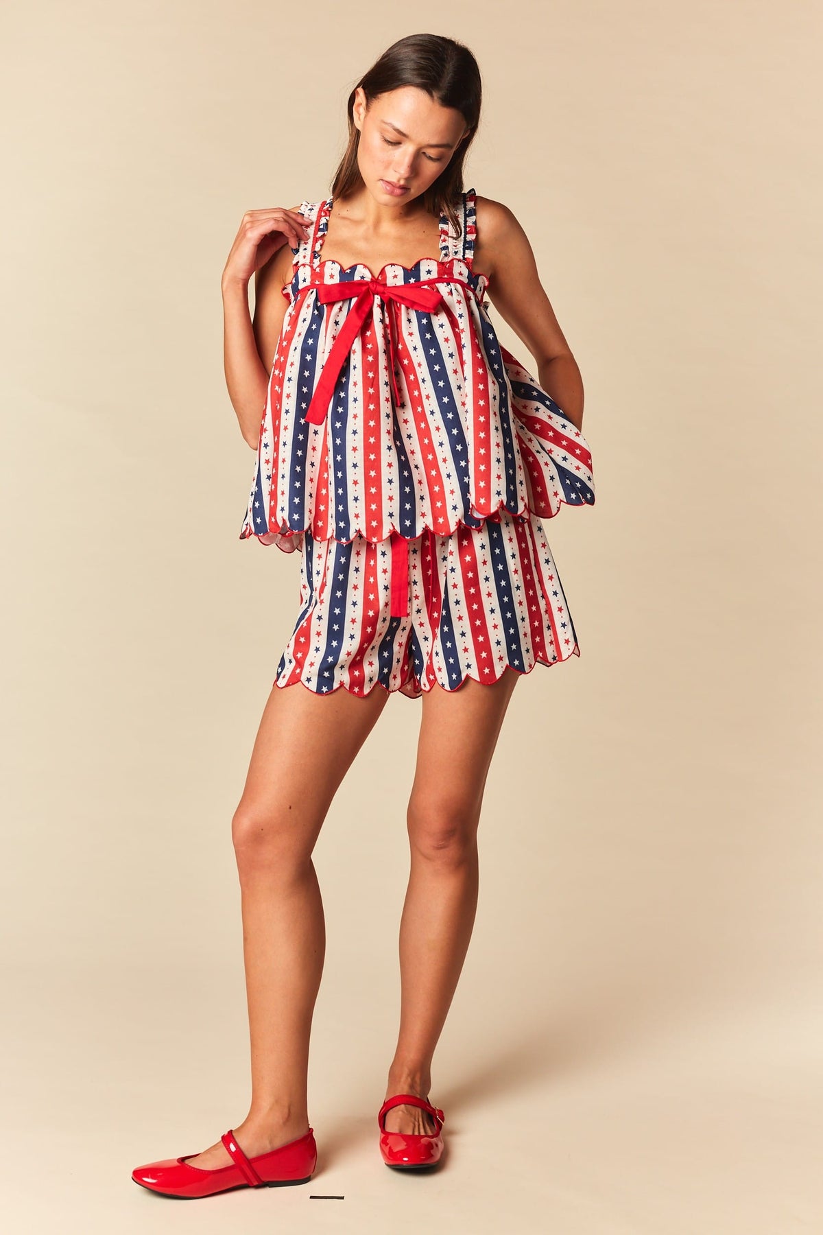 Stars & Stripes Print Lounge Short Set