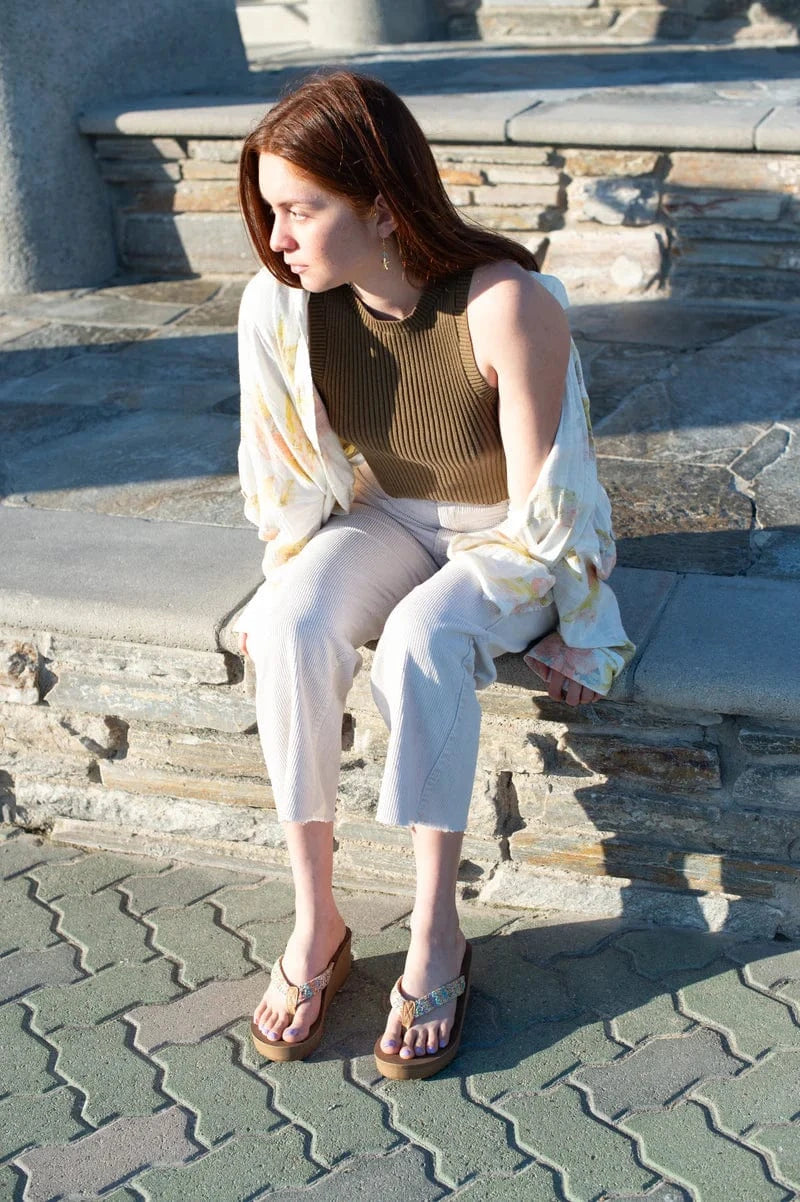 Flojos Flojos Lyra Raffia Thong High Wedge Sandal - Little Miss Muffin Children & Home