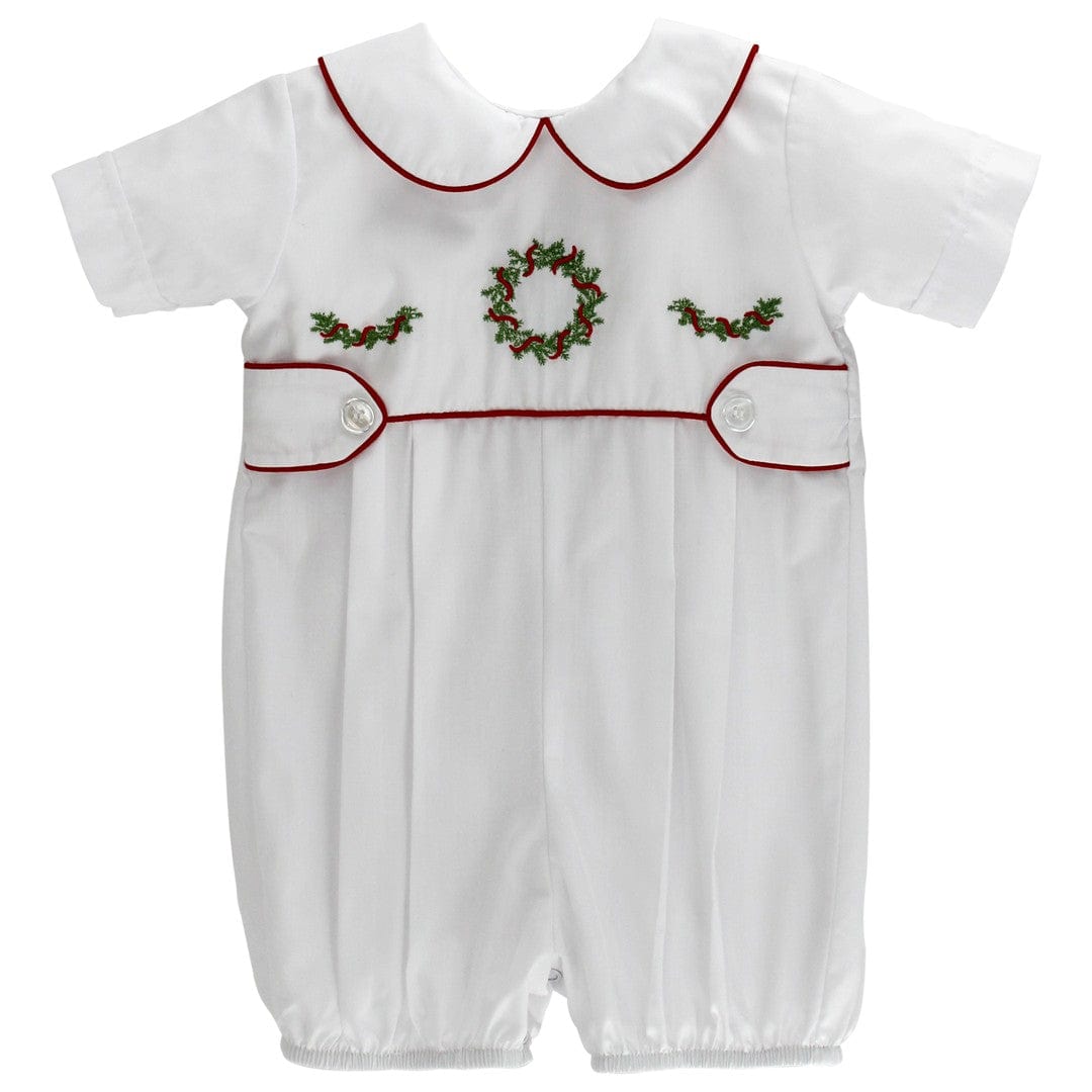 Bailey Boys White Wreath Short Dressy Bubble - Little Miss Muffin Children & Home