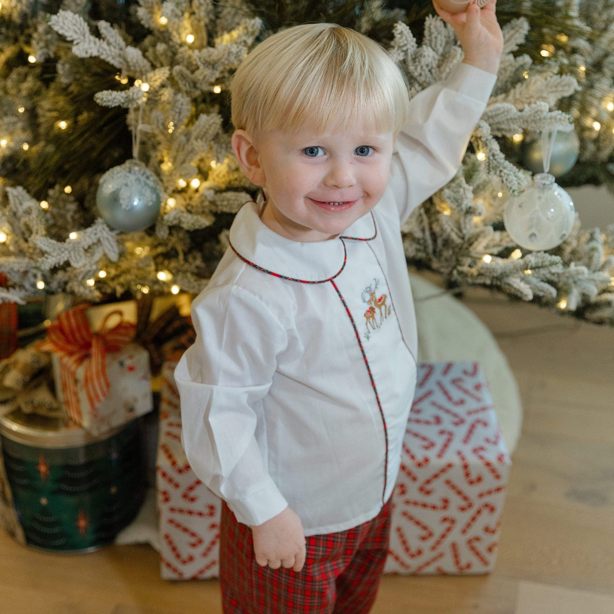 Bailey Boys Reindeer on Plaid, Dressy Pant Set - Little Miss Muffin Children & Home
