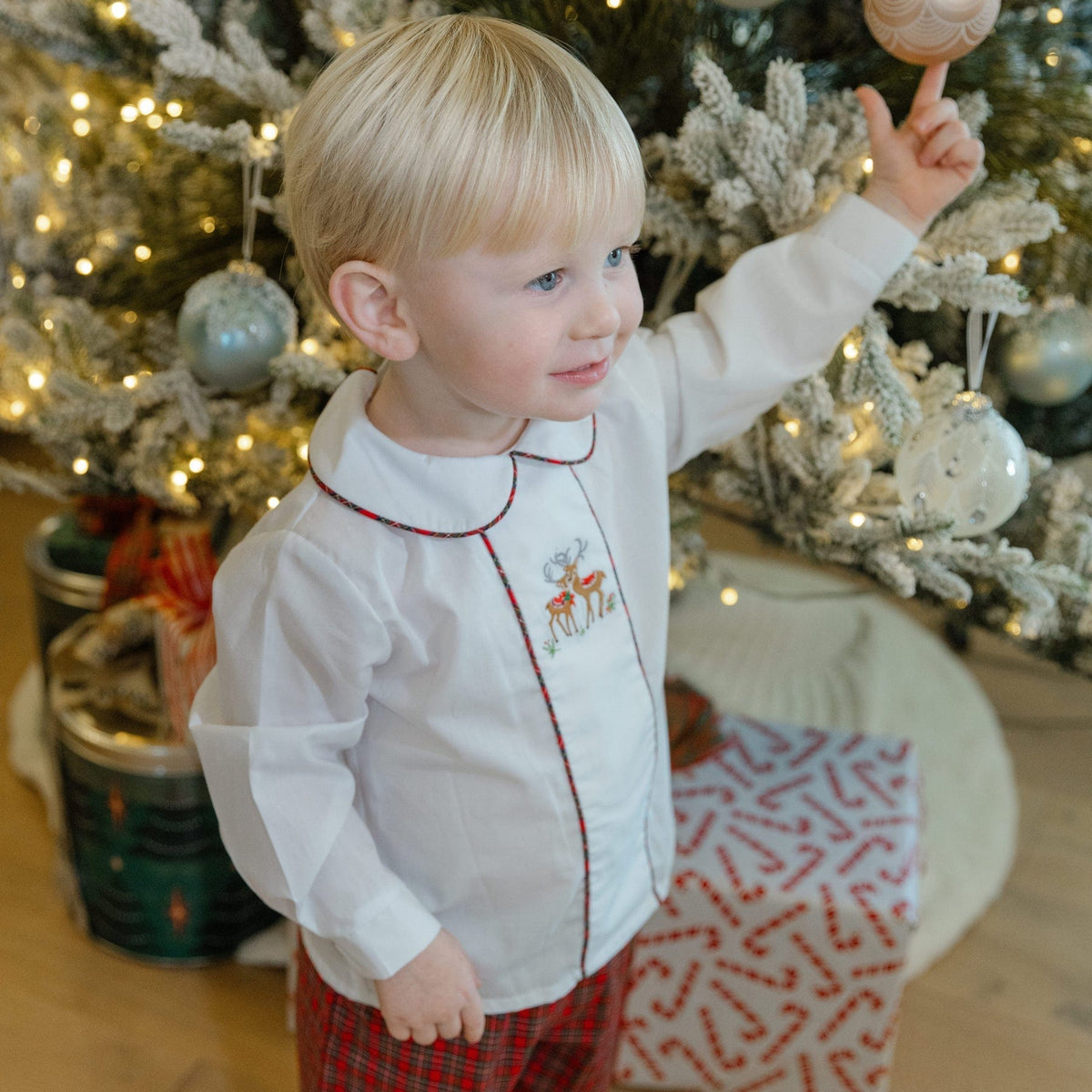 Bailey Boys Reindeer on Plaid, Dressy Pant Set - Little Miss Muffin Children & Home