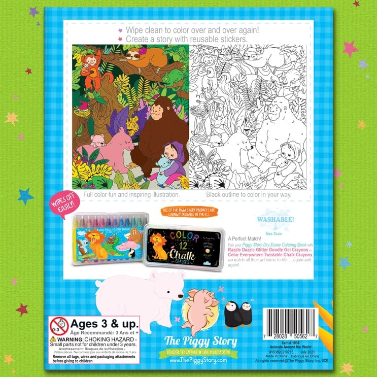 The Piggy Story The Piggy Story Dry Erase Coloring Book Animals Around the World - Little Miss Muffin Children & Home