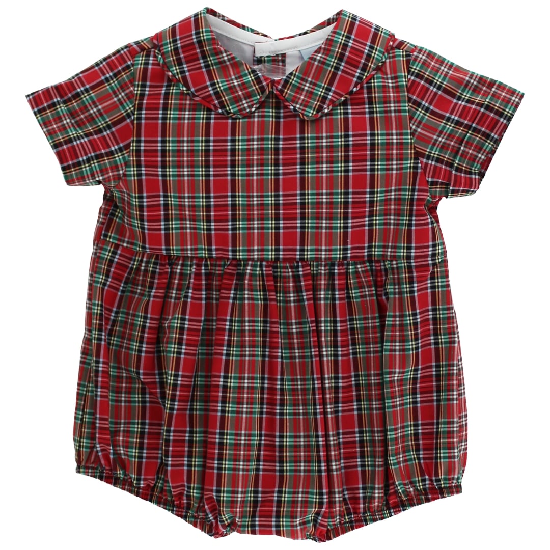 Bailey Boys Baby Boys’ Tartan Plaid Short-Sleeve Dressy Bubble, 3M–12M