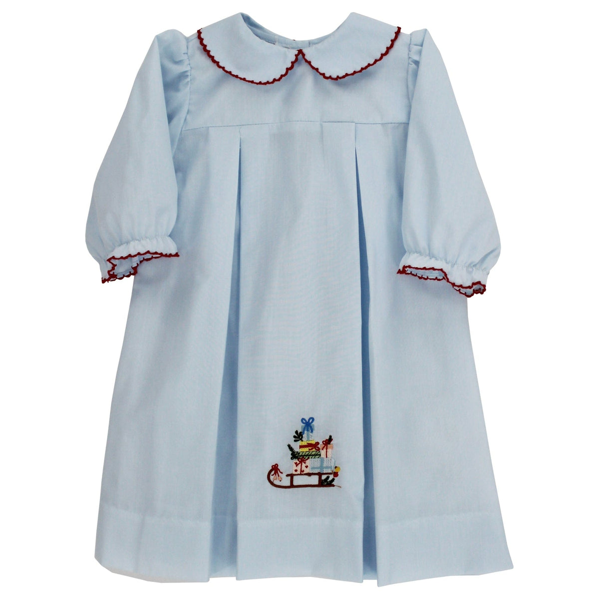 Santa's Sleigh Light Blue Daygown for newborn girls by Bailey Boys