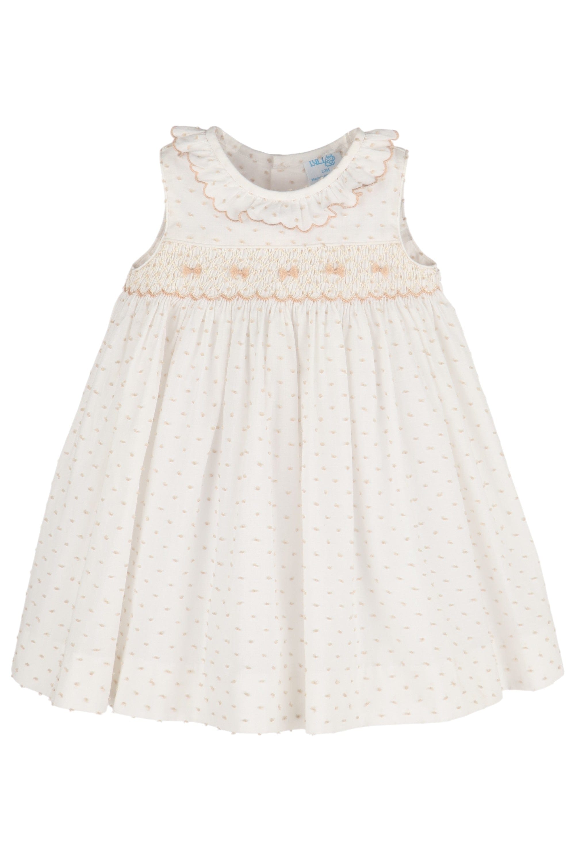 beige smock dress Plumeti Smock Dress, Beige Beige / 24M