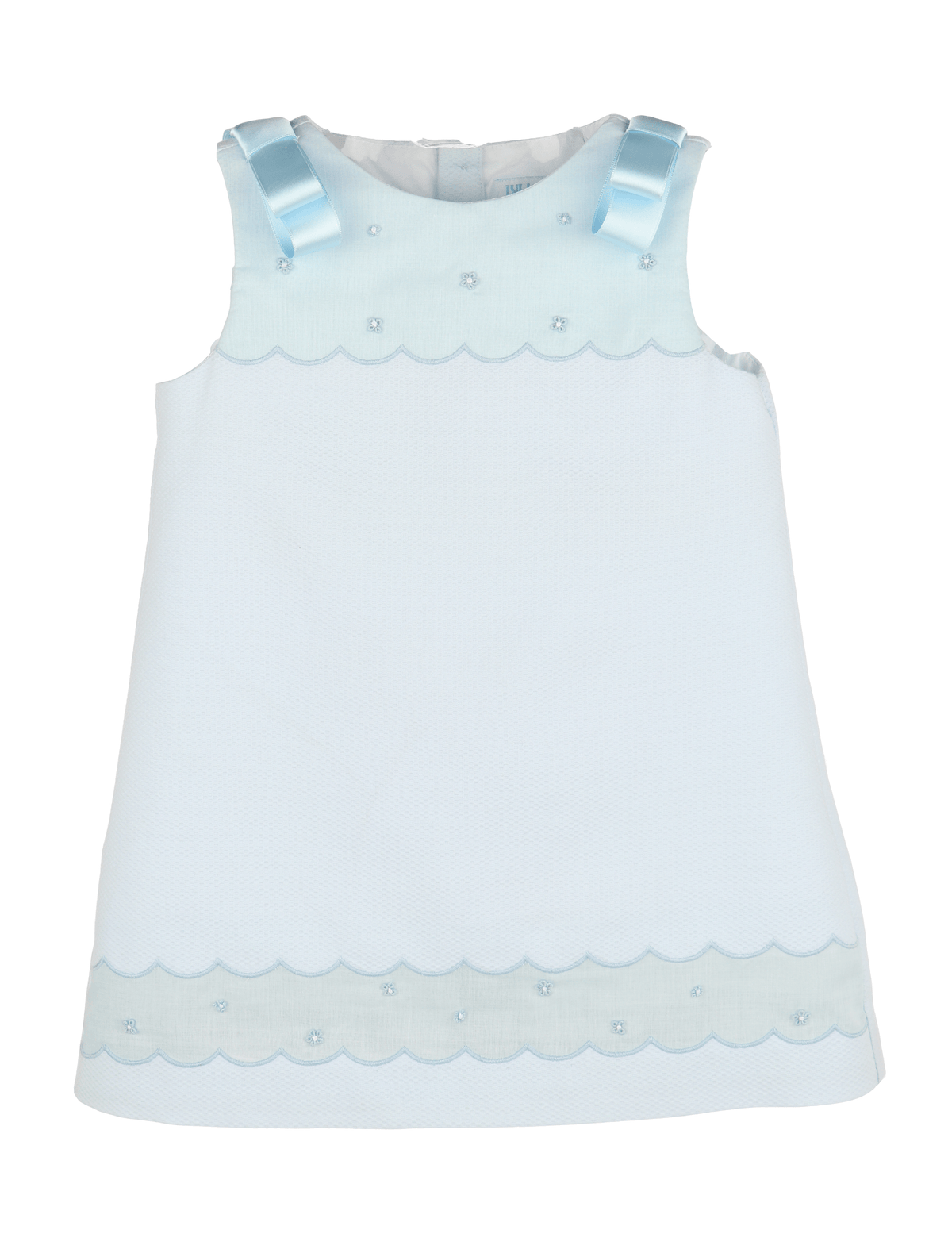 Blue Pique Shift Dress with blue pearls