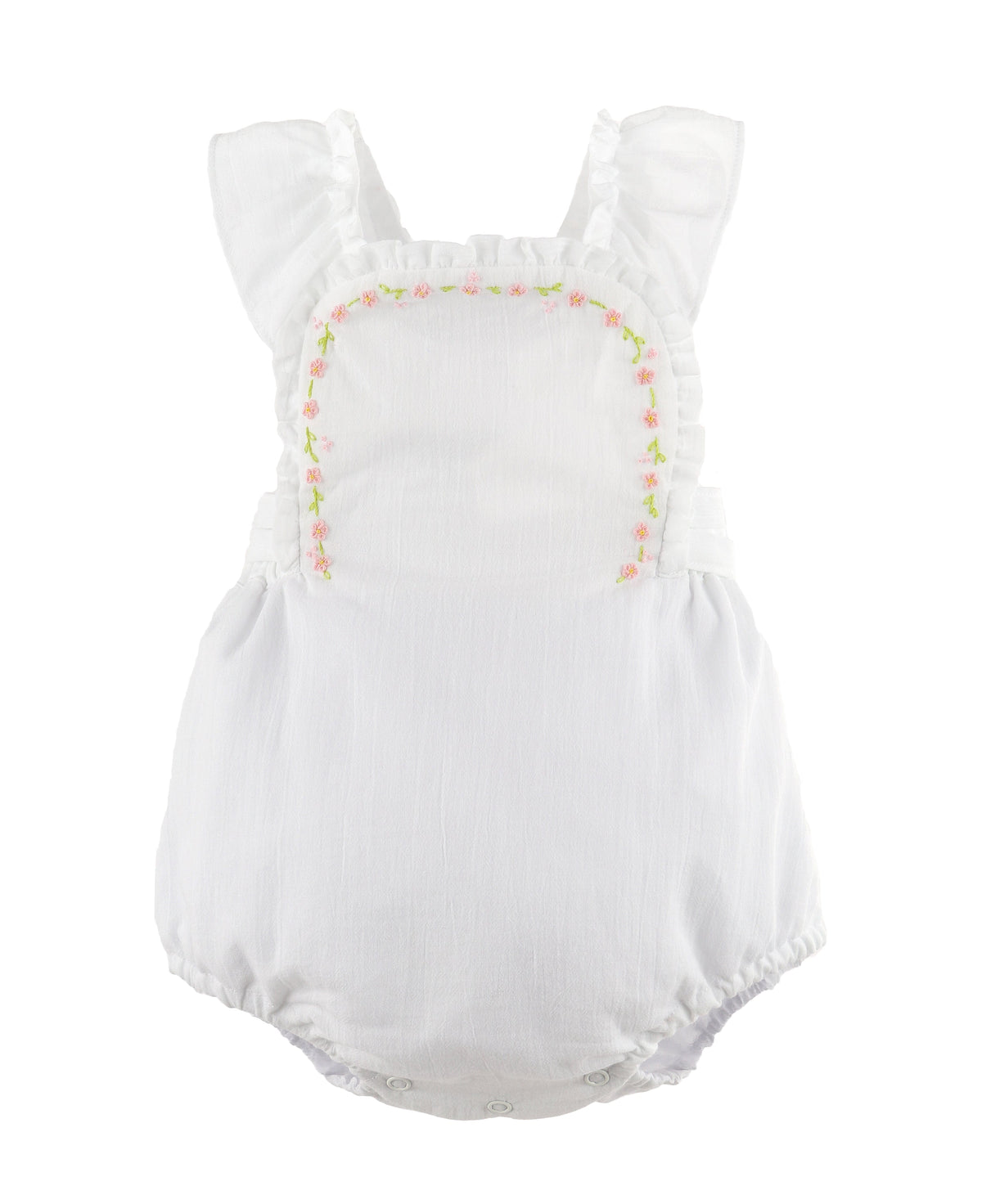 Daisy Chain Ruffle Sunsuit, White