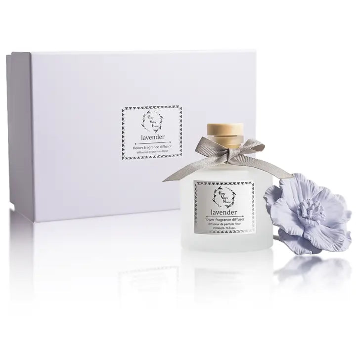 Lavender Diffuser Set with Purple Ceramic Flower