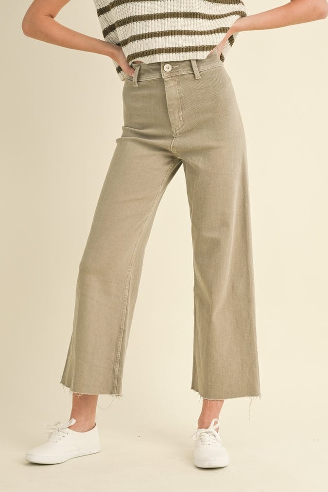 Miou Muse Miou Muse Straight Wide Leg Denim Pants in Stone - Little Miss Muffin Children & Home