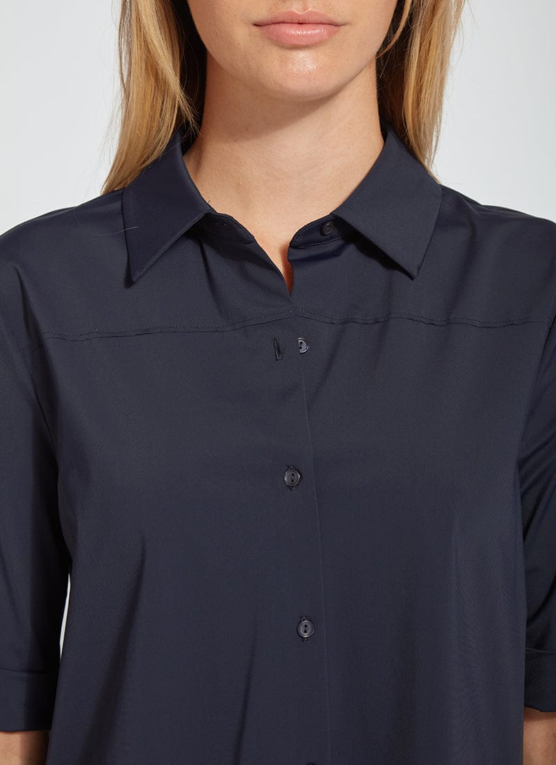 Lysse Lysse Josie Short Sleeve Button Down in True Navy - Little Miss Muffin Children & Home