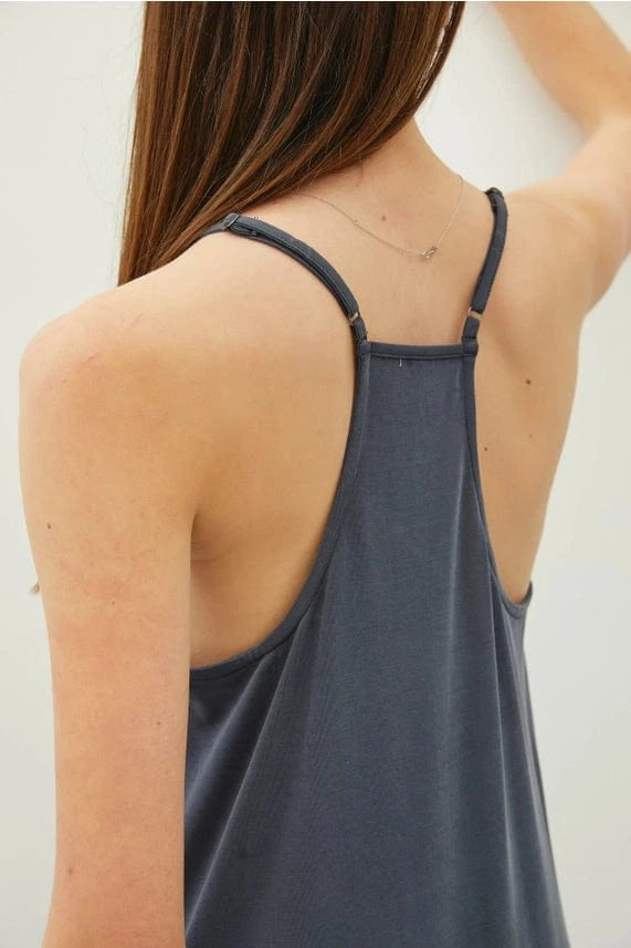 Be Cool Be Cool Modal V-Neck Racerback Adjustable Strap Maxi Dress in Charcoal - Little Miss Muffin Children & Home