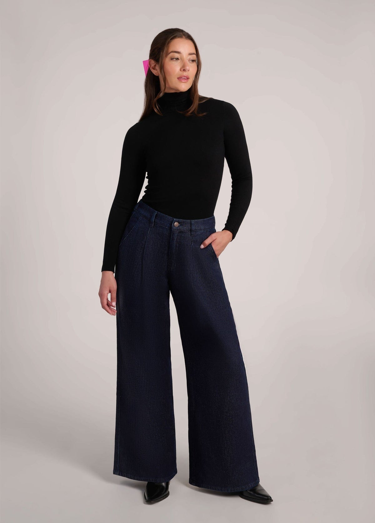 Yoga Jeans Lily Wide Leg Pleated Flowy High Rise 32" Jeans in Elera - Little Miss Muffin Children & Home