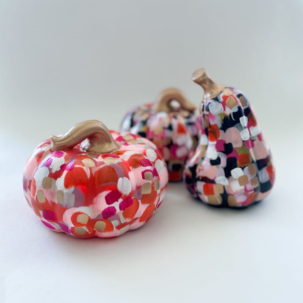 Large Orange and Pink Abstract Pumpkin
