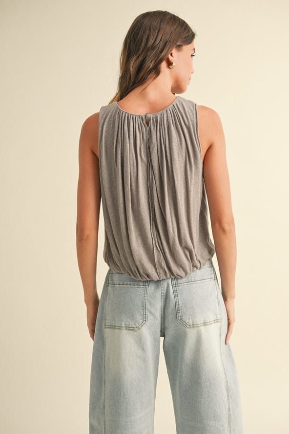 Miou Muse Miou Muse Linen Knitted Bubble Bottom Top in Stone - Little Miss Muffin Children & Home
