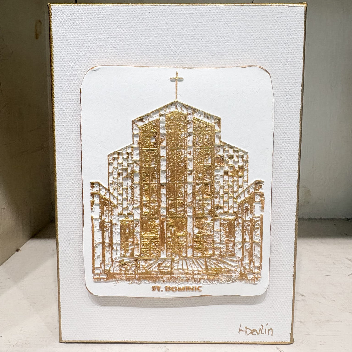 St Dominic Church Clay Piece on Canvas
