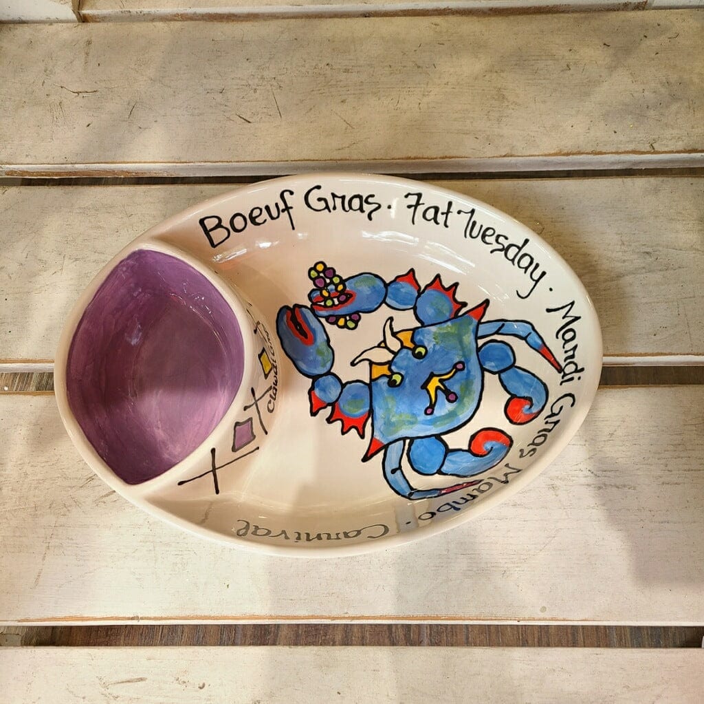 Jan Salzer Art Jan Salzer Mardi Gras Crab Oval Chip & Dip - Little Miss Muffin Children & Home