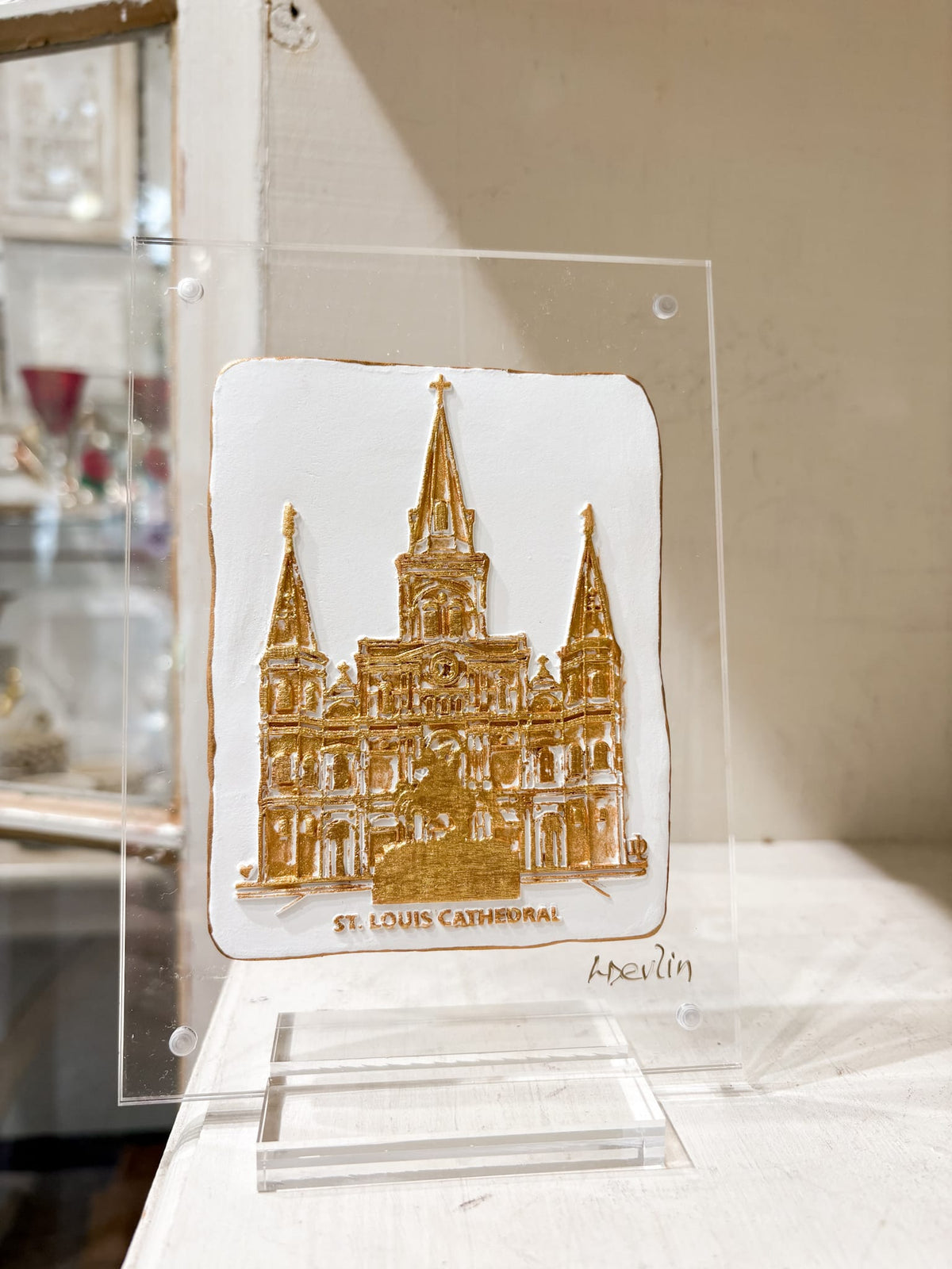 Cathedral Clay Piece on Acrylic