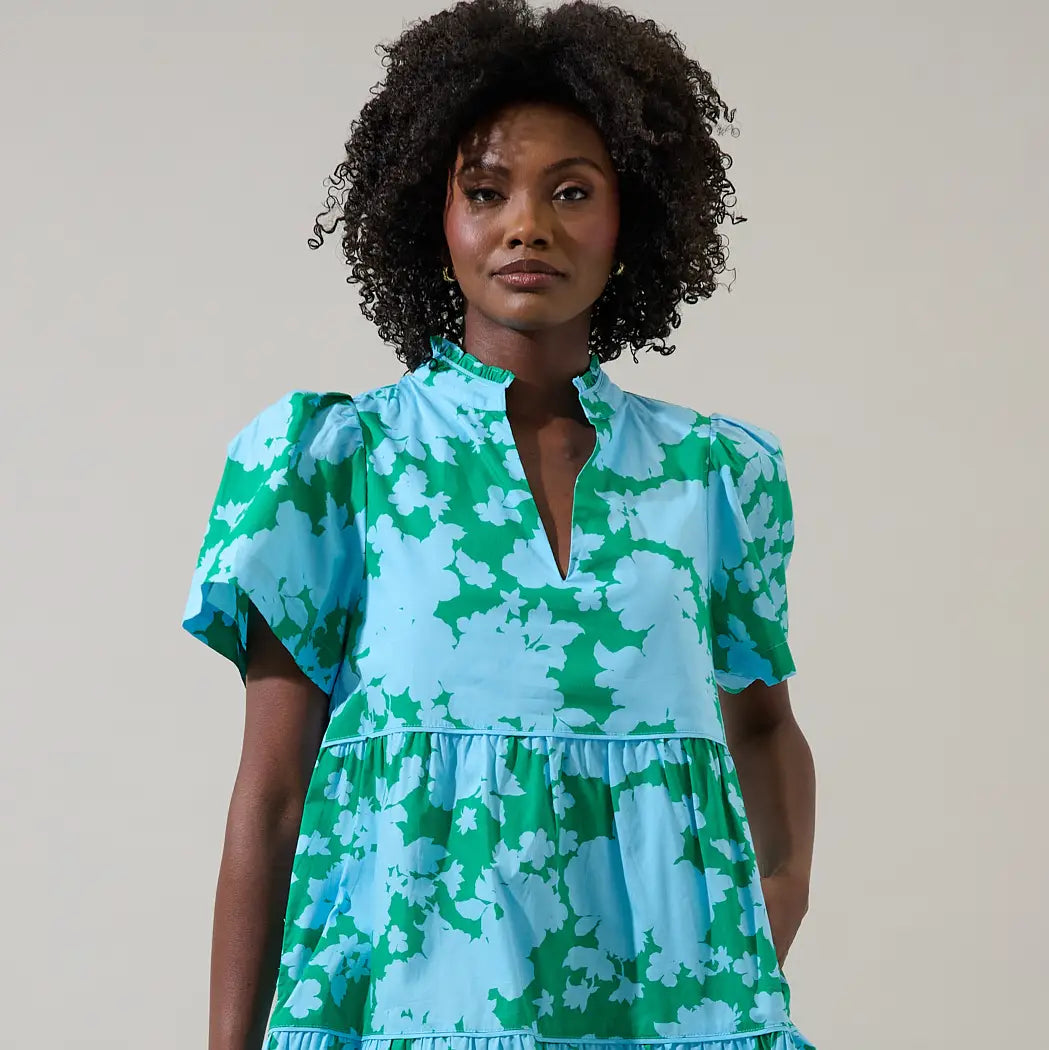 Riona Floral Candace Tiered Mini Dress