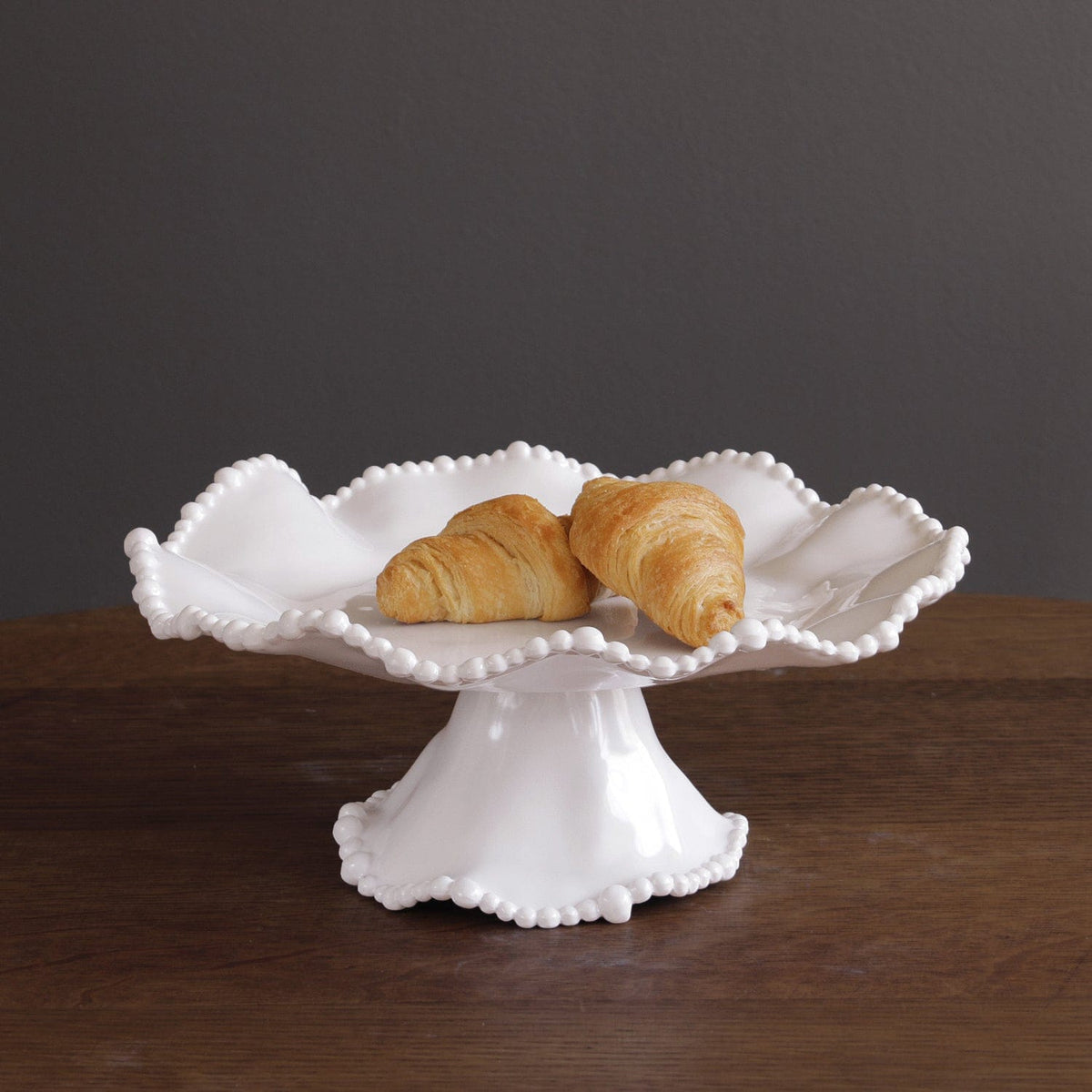 Vida Alegria Small Pedestal Cake Plate, White