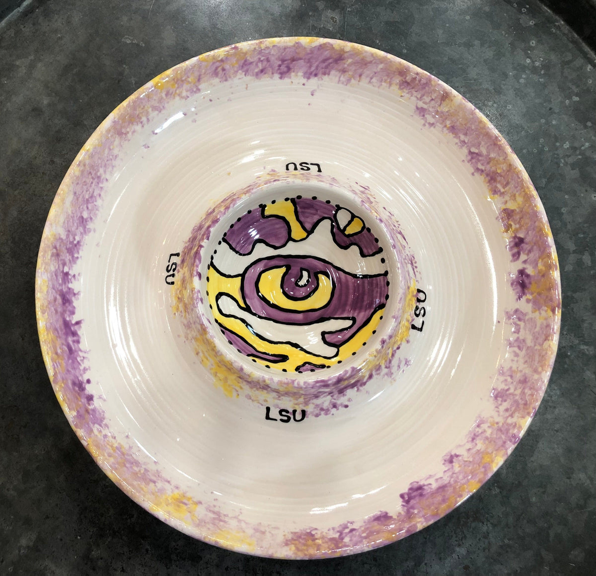 Jan Salzer Art LSU Round Chip & Dip - Little Miss Muffin Children & Home
