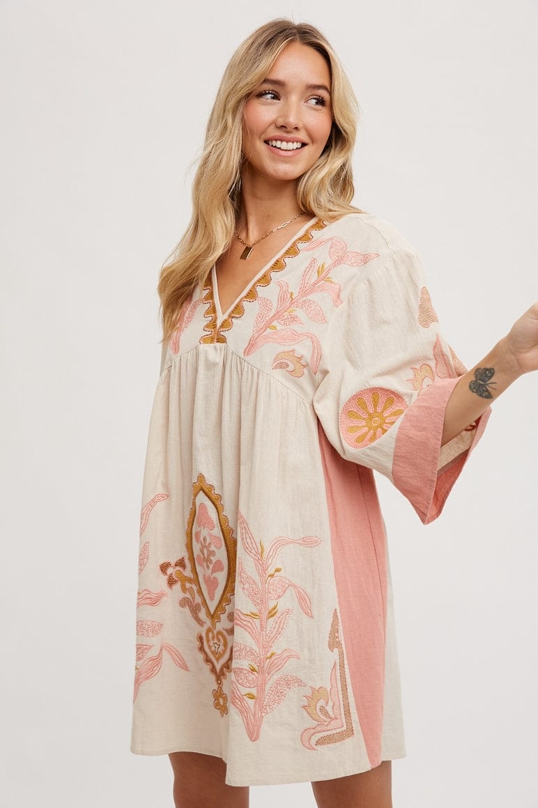 Bluivy Bluivy Boho Embroidered Babydoll Dress, Pink - Little Miss Muffin Children & Home