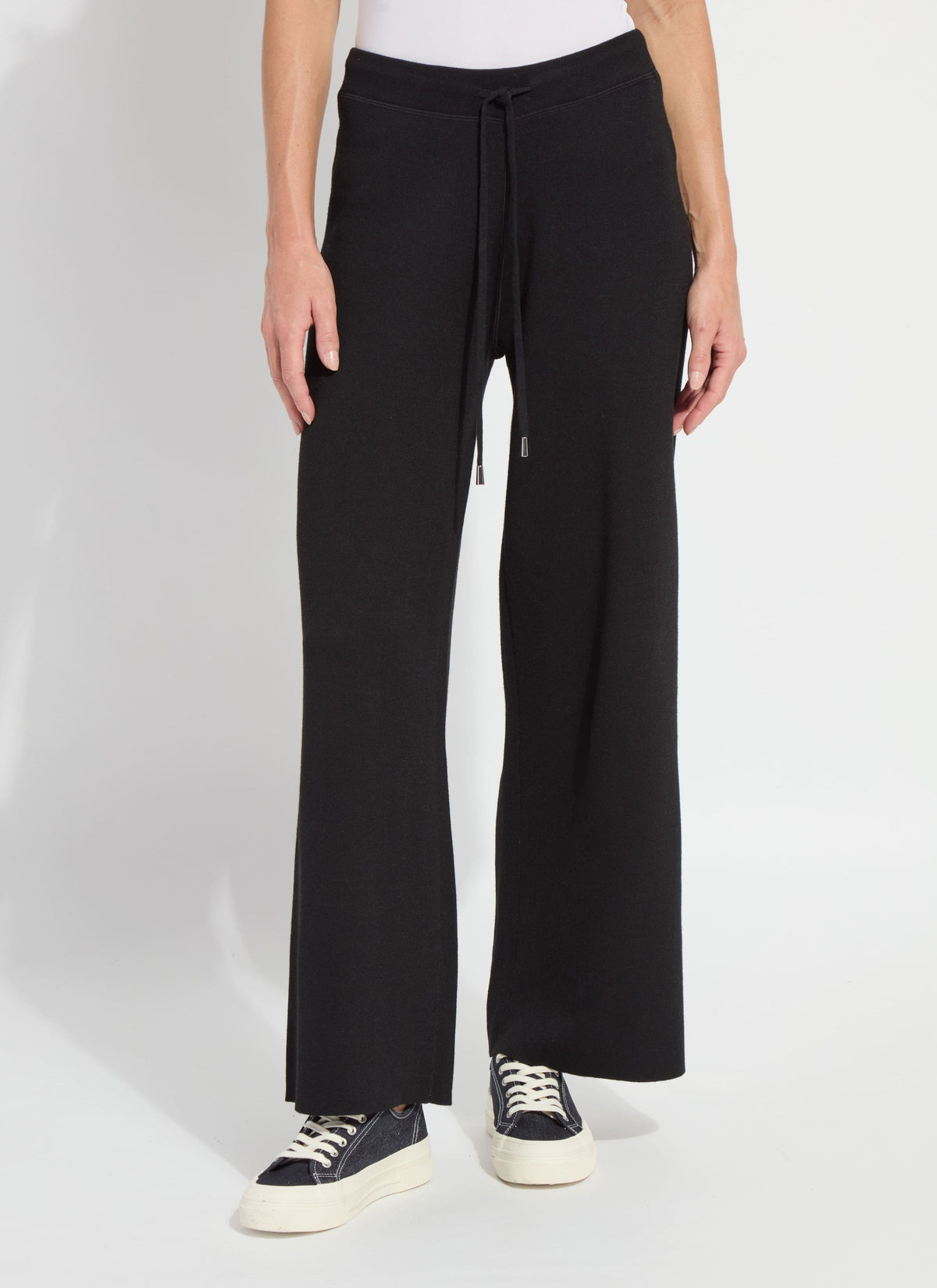 Lyssé Odessa Reversible Knit Wide-Leg Lounge Pants – Black/Pearl Grey Melange