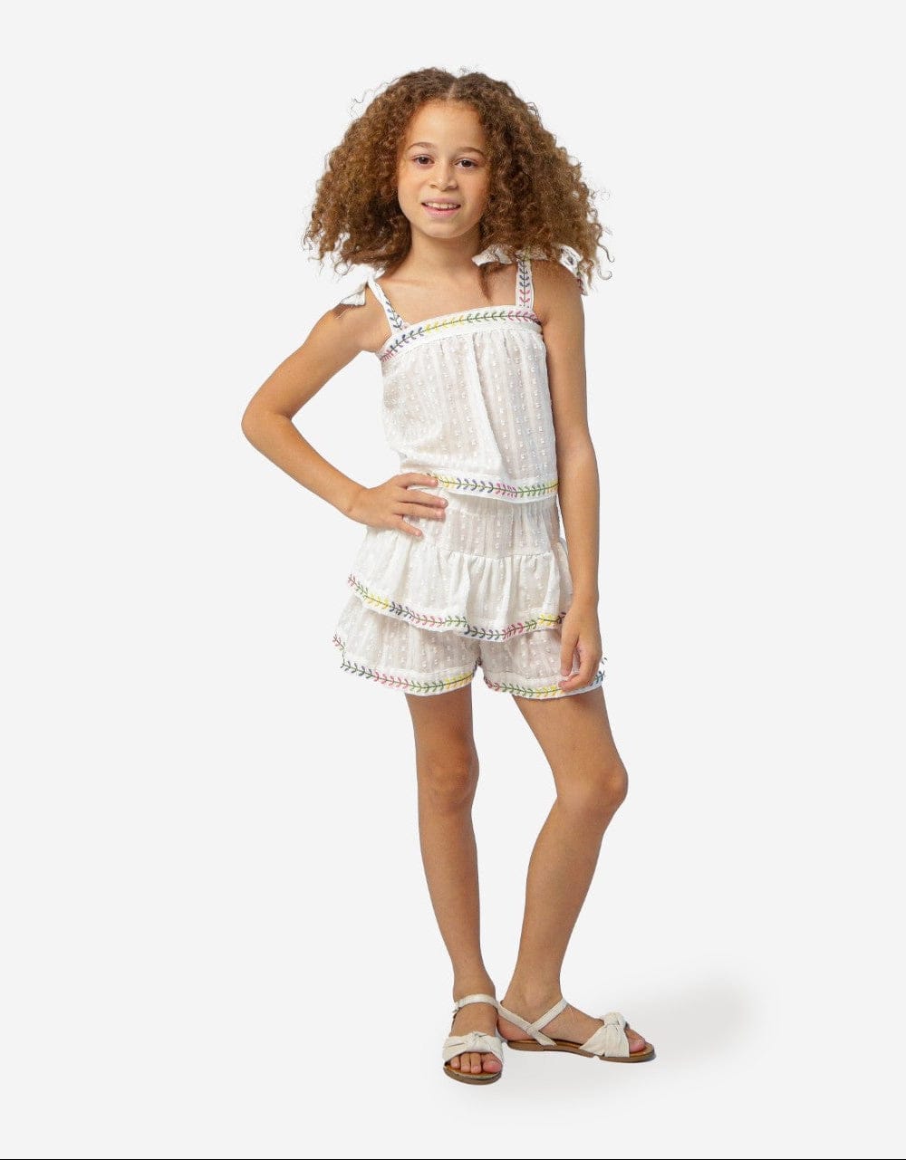 White Swiss Dot Del Mar Top