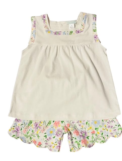 Lulu Bebe Lulu Bebe Floral Print Sage Sleeveless Short Set - Little Miss Muffin Children & Home
