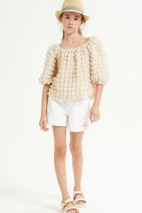 Good Girl Good Girl Tween Embossed Bubble Texture Balloon Sleeve Top - Little Miss Muffin Children & Home