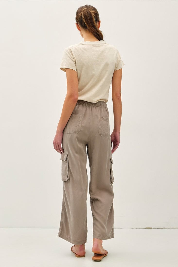Be Cool Tencel High Rise Drawstring Wide Leg Cargo Pants in Greige - Little Miss Muffin Children & Home