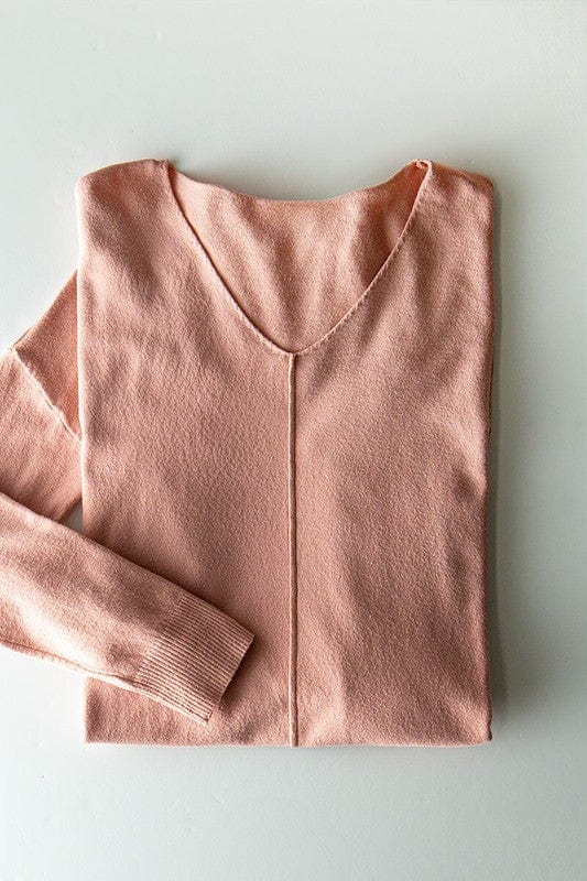 Urban Daizy Urban Daizy High-Low V-Neck Tunic Sweater in Pink - Little Miss Muffin Children & Home