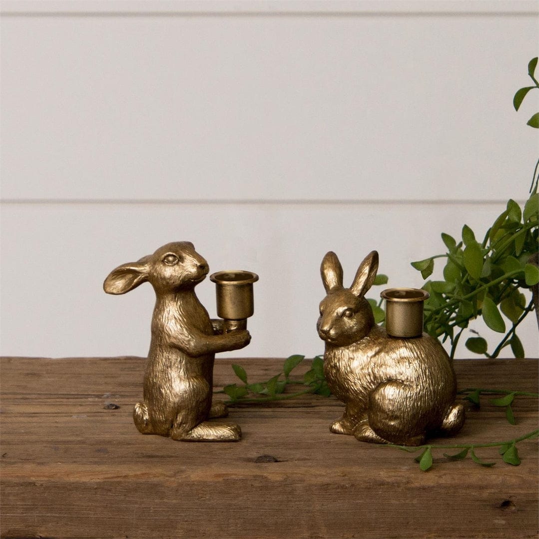 Audrey's Home & Gift Gold Bunny Tapered Candle Holders - Little Miss Muffin Children & Home