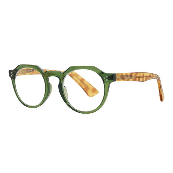 Parker Green Front Tortoise Arms Temples Blue Light Blocking Readers