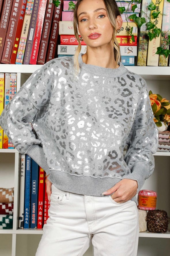 Vine & Love Vine & Love Foil Animal Print Knit Sweater - Little Miss Muffin Children & Home
