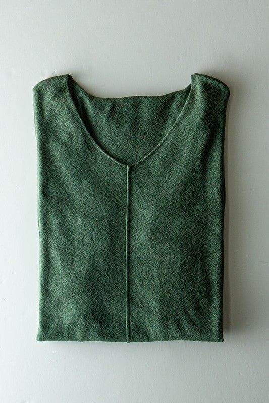 Urban Daizy Urban Daizy High-Low V-Neck Tunic Sweater in Olive - Little Miss Muffin Children & Home