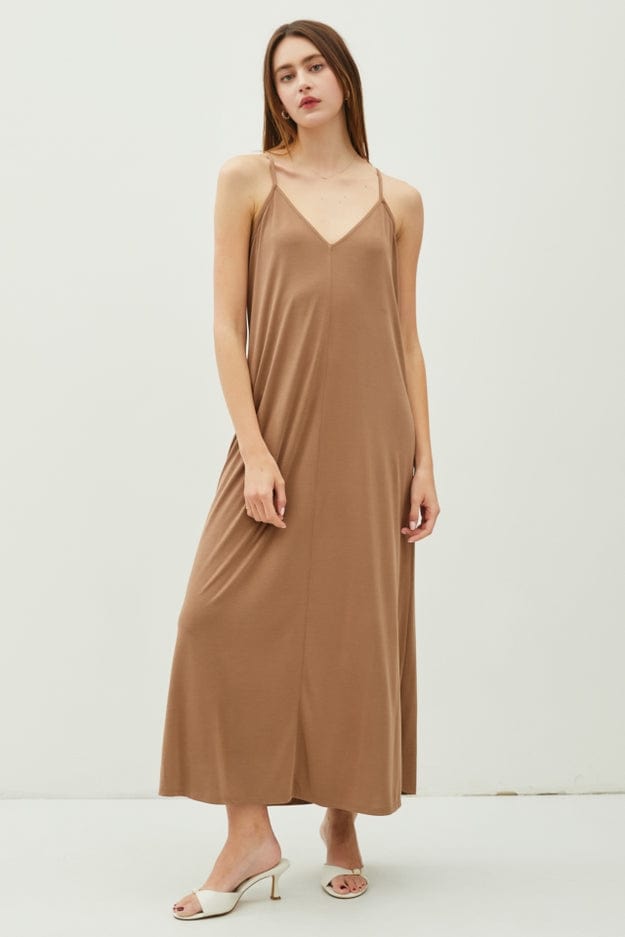 modal maxi dress V-Neck Racerback Adjustable Strap Cute Flowy Dresses For bruiloft jurkjes Crafted in a soft color:ivory (photo color)