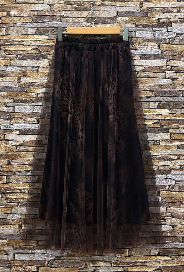 Dark Maroon Leopard Print Ariana Skirt