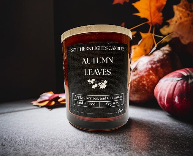autumn leaves candle
