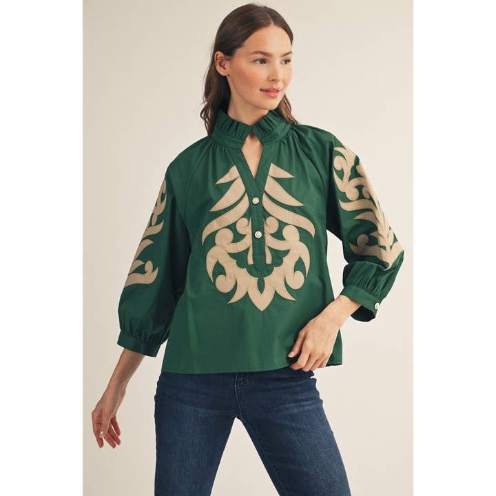Baroque Applique Detail Top, 2 Available Colors