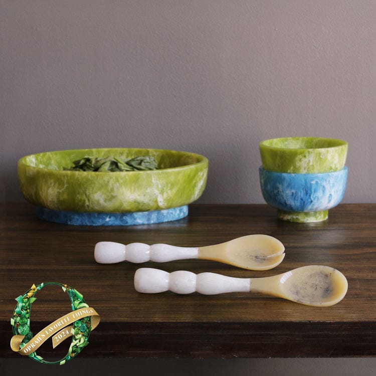 Beatriz Ball Beatriz Ball Rio Small Round Resin Bowl with Base, Green & Blue - Little Miss Muffin Children & Home