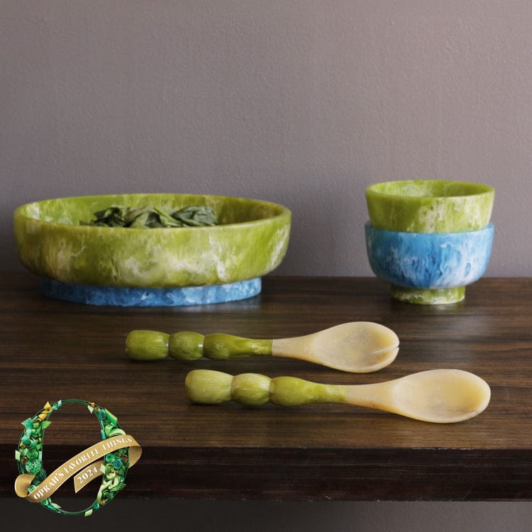 Beatriz Ball Beatriz Ball Rio Small Round Resin Bowl with Base, Green & Blue - Little Miss Muffin Children & Home