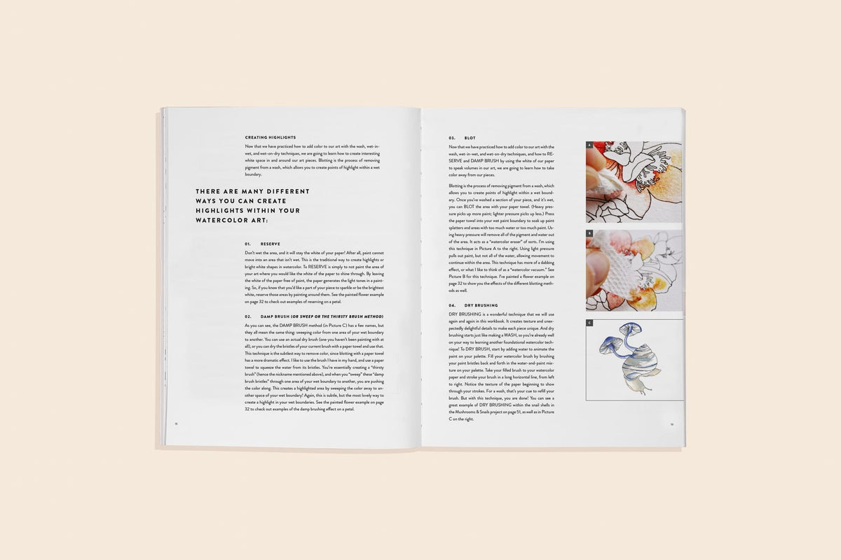 Watercolor Workbook 2: Flowers, Feathers, & Animal Friends