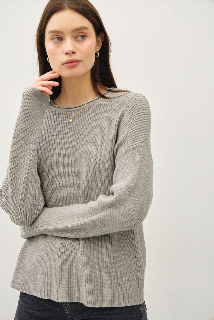 Be Cool Be Cool Soft Waffle Knit Sweater with Raw Hem - Little Miss Muffin Children & Home