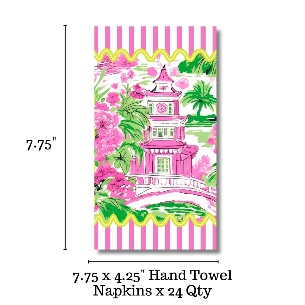 Chinoiserie Pink Stripes 24ct Guest Napkins