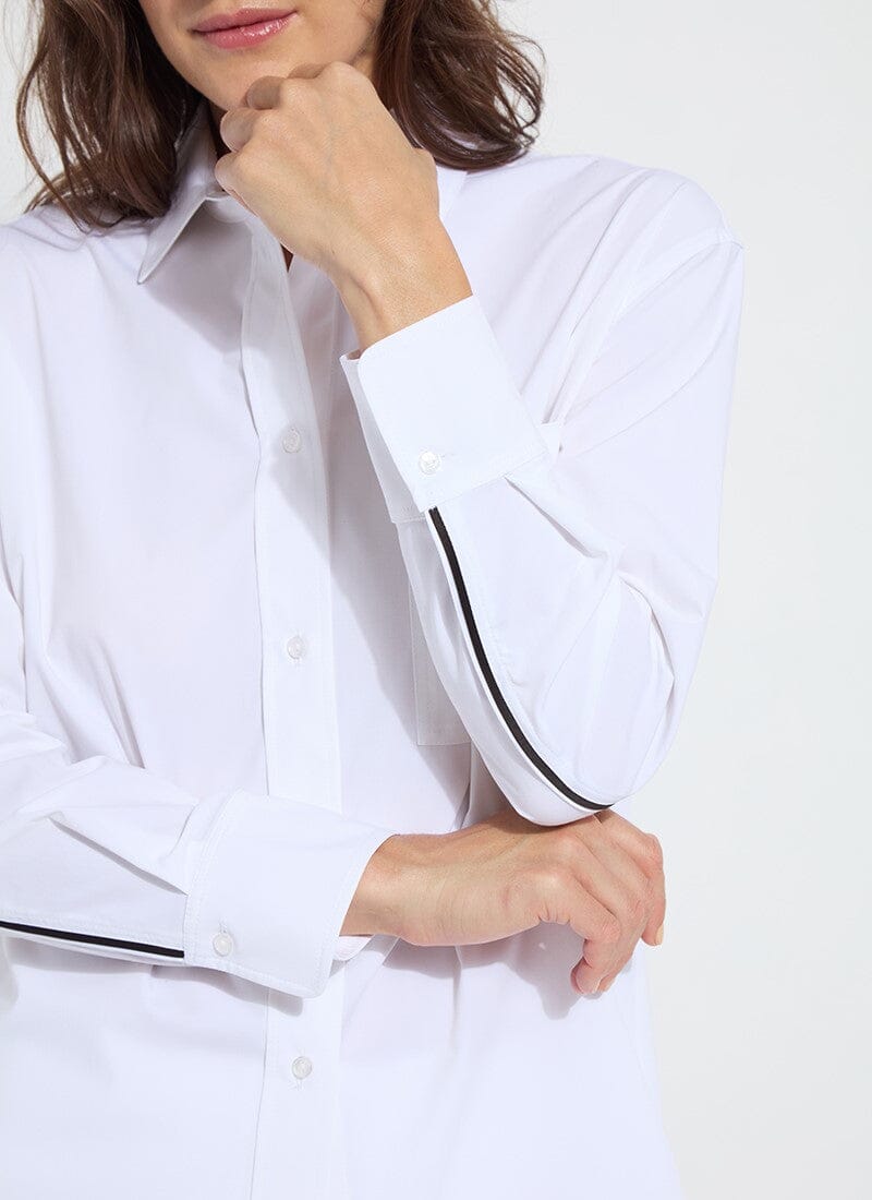 Lysse Lysse Sofia Striped Cropped Shirt in White - Little Miss Muffin Children & Home